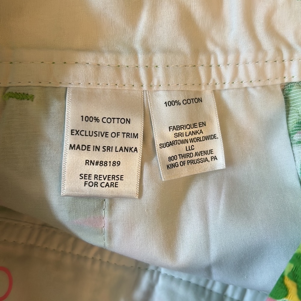 Lilly Pulitzer White Seeing Pink, Green, Yellow Elephant Callahan Shorts Size 00 - Picture 13 of 14